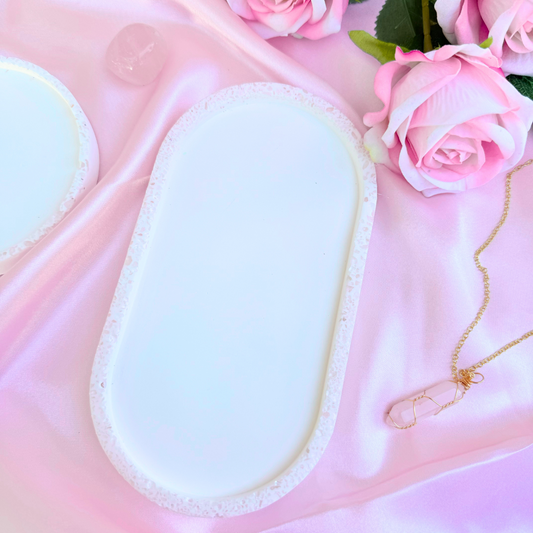 Rose Quartz-Edged Oval Tray